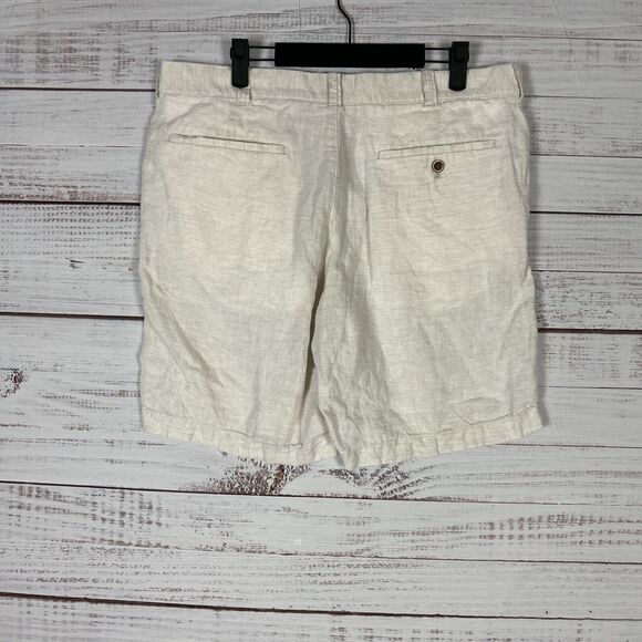 J Crew Shorts Mens 100% Linen Chino Sz 35 9" Inseam Ivory Casual Outdoor Summer - Picture 4 of 8